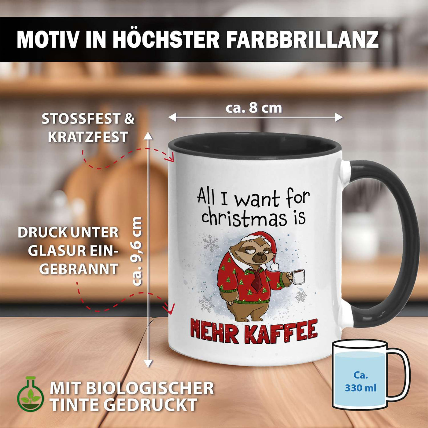 Tasse - All I want for Christmas is mehr Kaffee - Ratzfatz das Faultier
