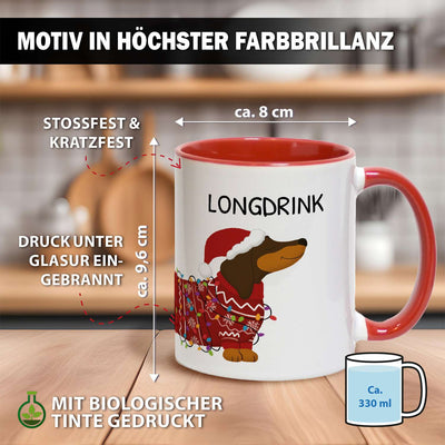 Tasse - Longdrink - Weihnachtsdackel (Rundumdruck)
