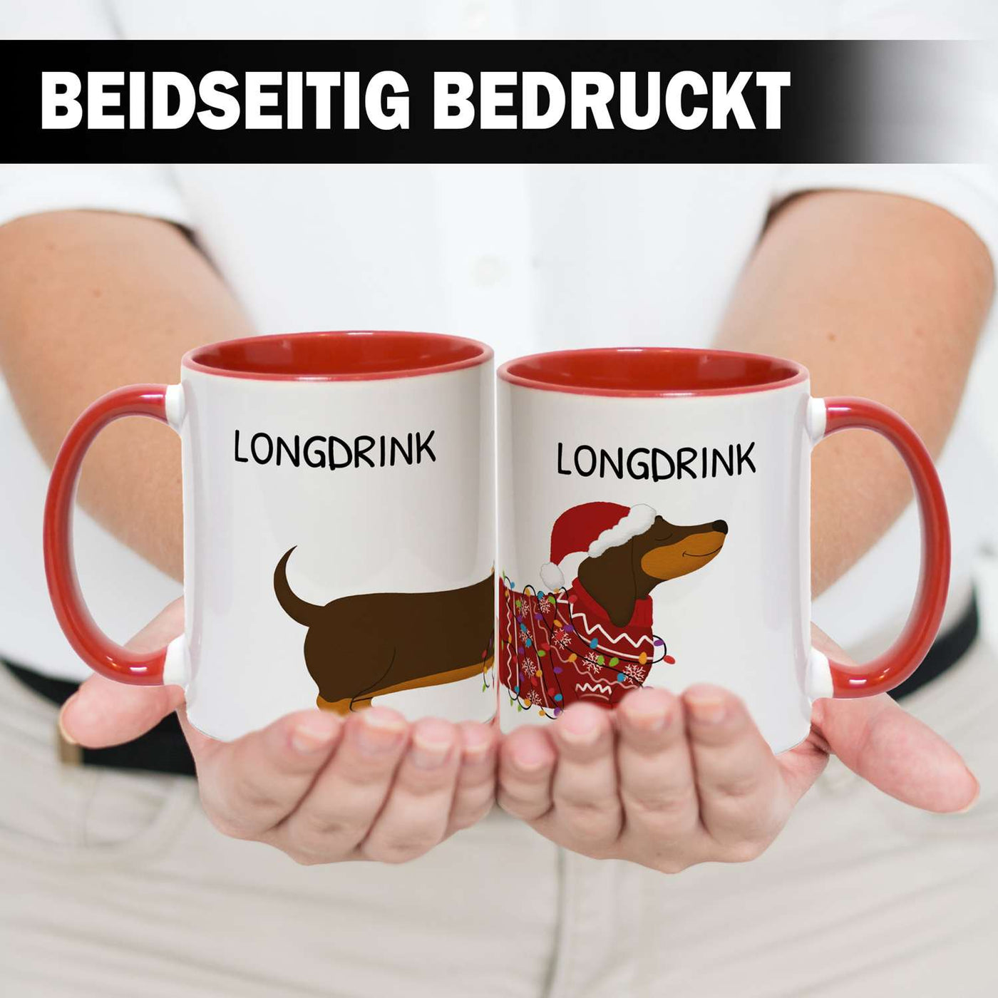 Tasse - Longdrink - Weihnachtsdackel (Rundumdruck)