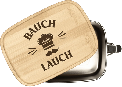 Brotdose - Bauch statt Lauch - Edelstahl mit Bambusdeckel