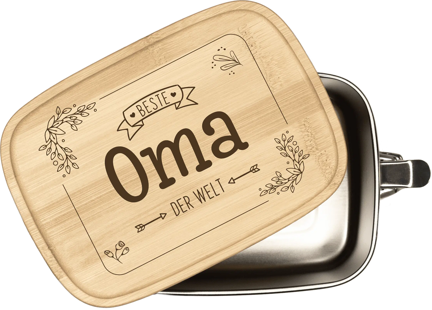 Brotdose - Beste Oma der Welt - Edelstahl mit Bambusdeckel