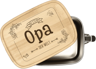 Brotdose - Bester Opa der Welt - Edelstahl mit Bambusdeckel