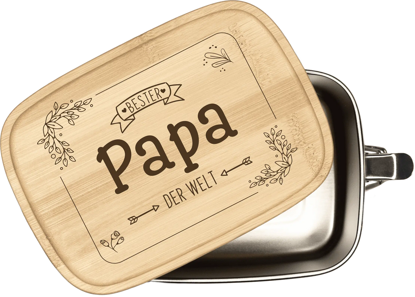 Brotdose - Bester Papa der Welt - Edelstahl mit Bambusdeckel