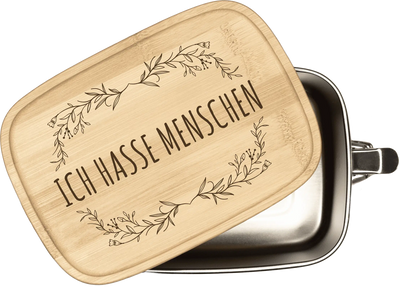 Brotdose - Ich hasse Menschen - Edelstahl mit Bambusdeckel