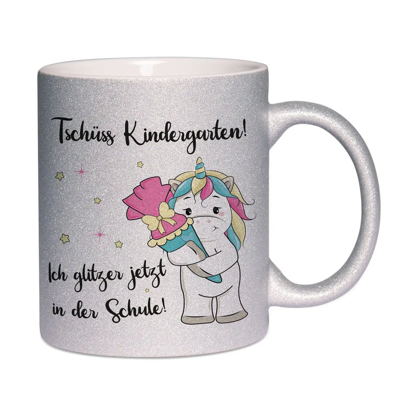 Bild: Glitzertasse - Einhorn Tschüss Kindergarten! Ich glitzer jetzt in der Schule! Geschenkidee