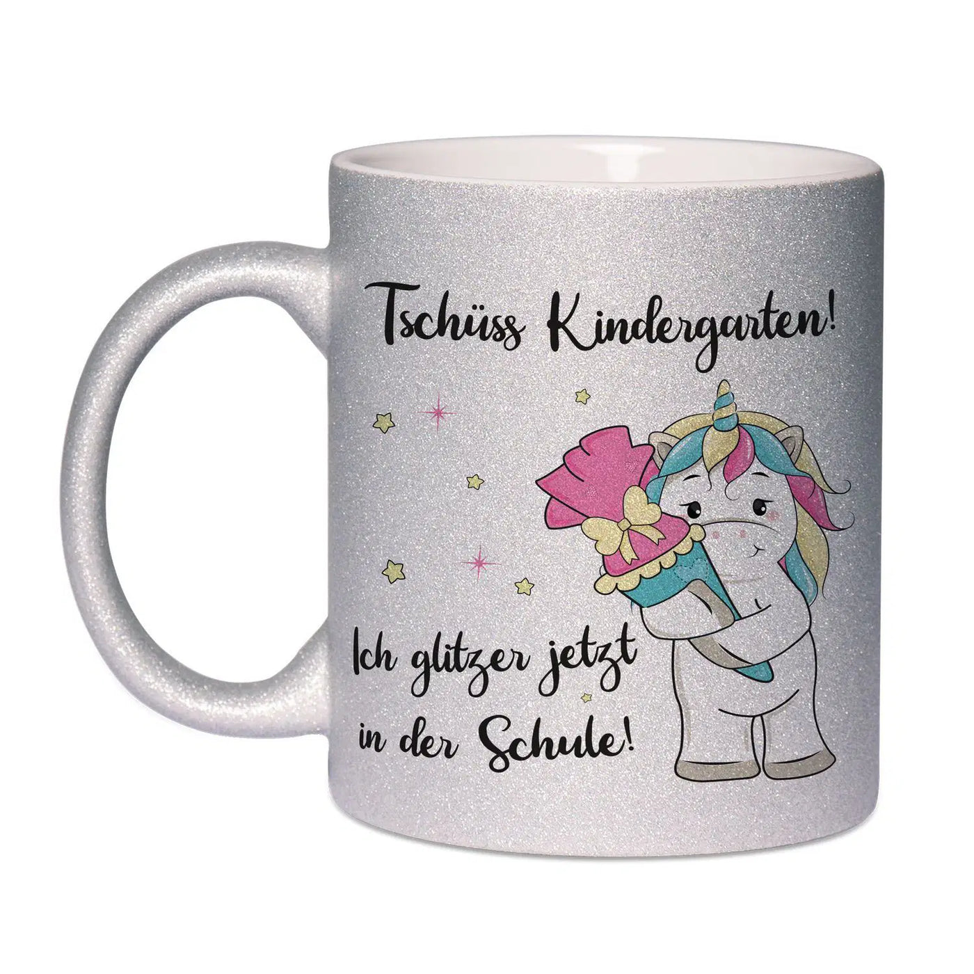 Bild: Glitzertasse - Einhorn Tschüss Kindergarten! Ich glitzer jetzt in der Schule! Geschenkidee
