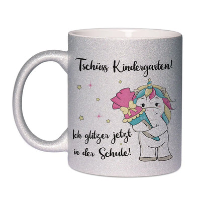Bild: Glitzertasse - Einhorn Tschüss Kindergarten! Ich glitzer jetzt in der Schule! Geschenkidee