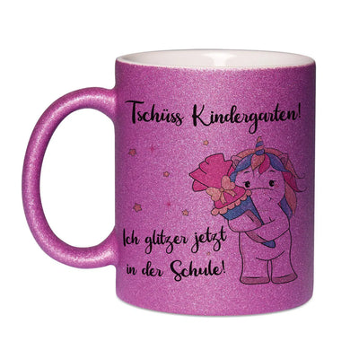 Bild: Glitzertasse - Einhorn Tschüss Kindergarten! Ich glitzer jetzt in der Schule! Geschenkidee
