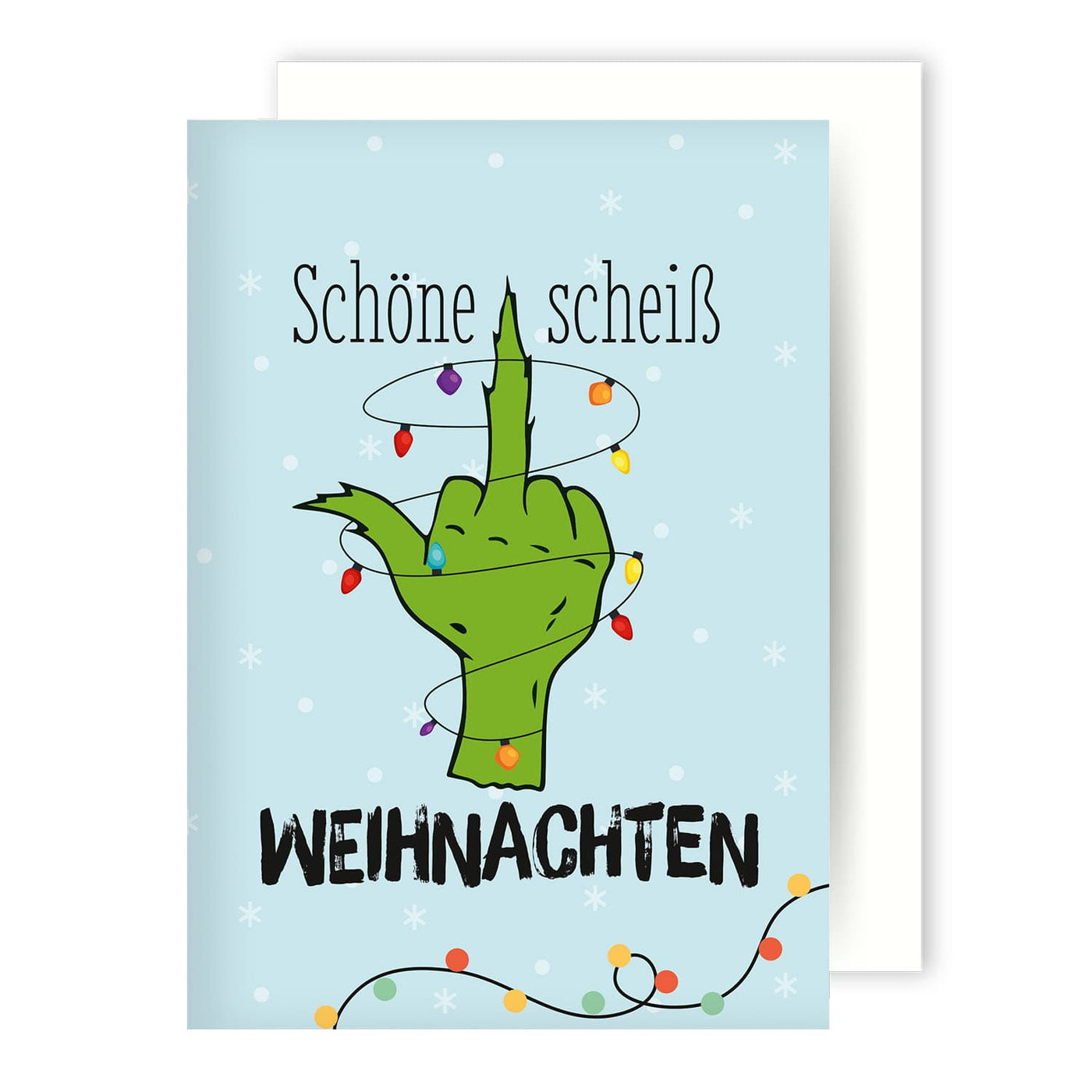 Weihnachtskarte - Grinch - Schöne scheiß Weihnachten (Mittelfinger)