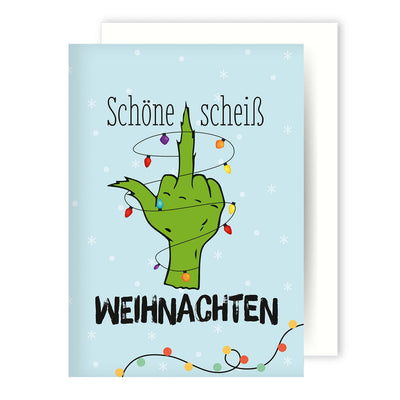 Weihnachtskarte - Grinch - Schöne scheiß Weihnachten (Mittelfinger)