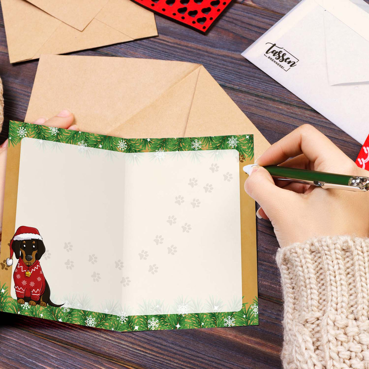 Weihnachtskarte - Fröhliche Weihnachten (Dackel)