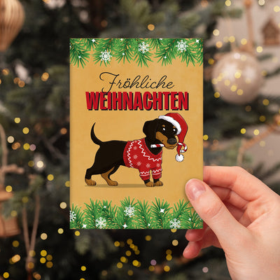Weihnachtskarte - Fröhliche Weihnachten (Dackel)