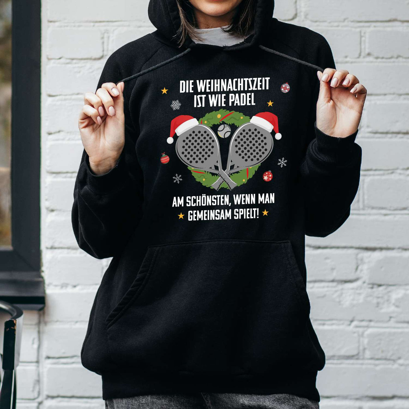 Hoodie - Die Weihnachtszeit ist wie Padel, am schönsten, wenn man gemeinsam spielt!