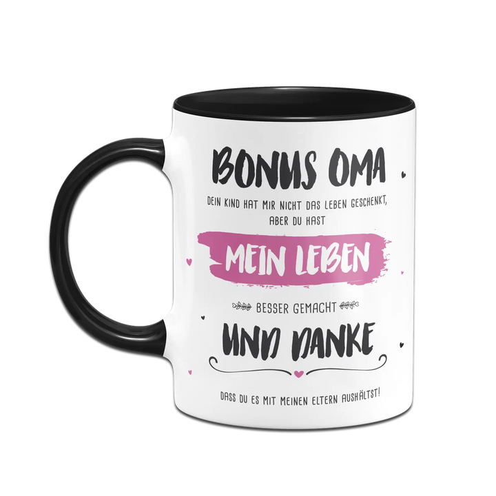 Spruchreif Soft-Touch Tasse „Bonus Oma“ – Rot, 350 Ml, Beidseitig Graviert – Persönliches Geschenk Aus Deutschland