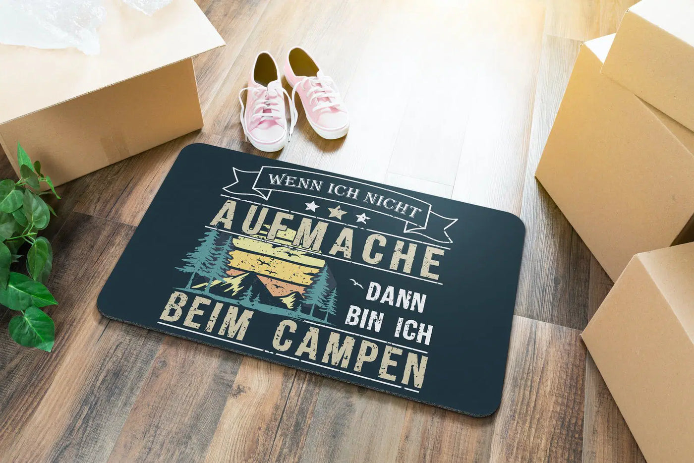 Bild: Fußmatte - Wenn ich nicht aufmache bin ich beim campen Geschenkidee