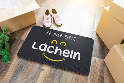 Bild: Fußmatte - Ab hier bitte lächeln Geschenkidee