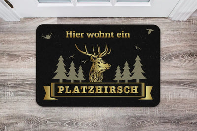 Bild: Fußmatte - Hier wohnt ein Platzhirsch Geschenkidee
