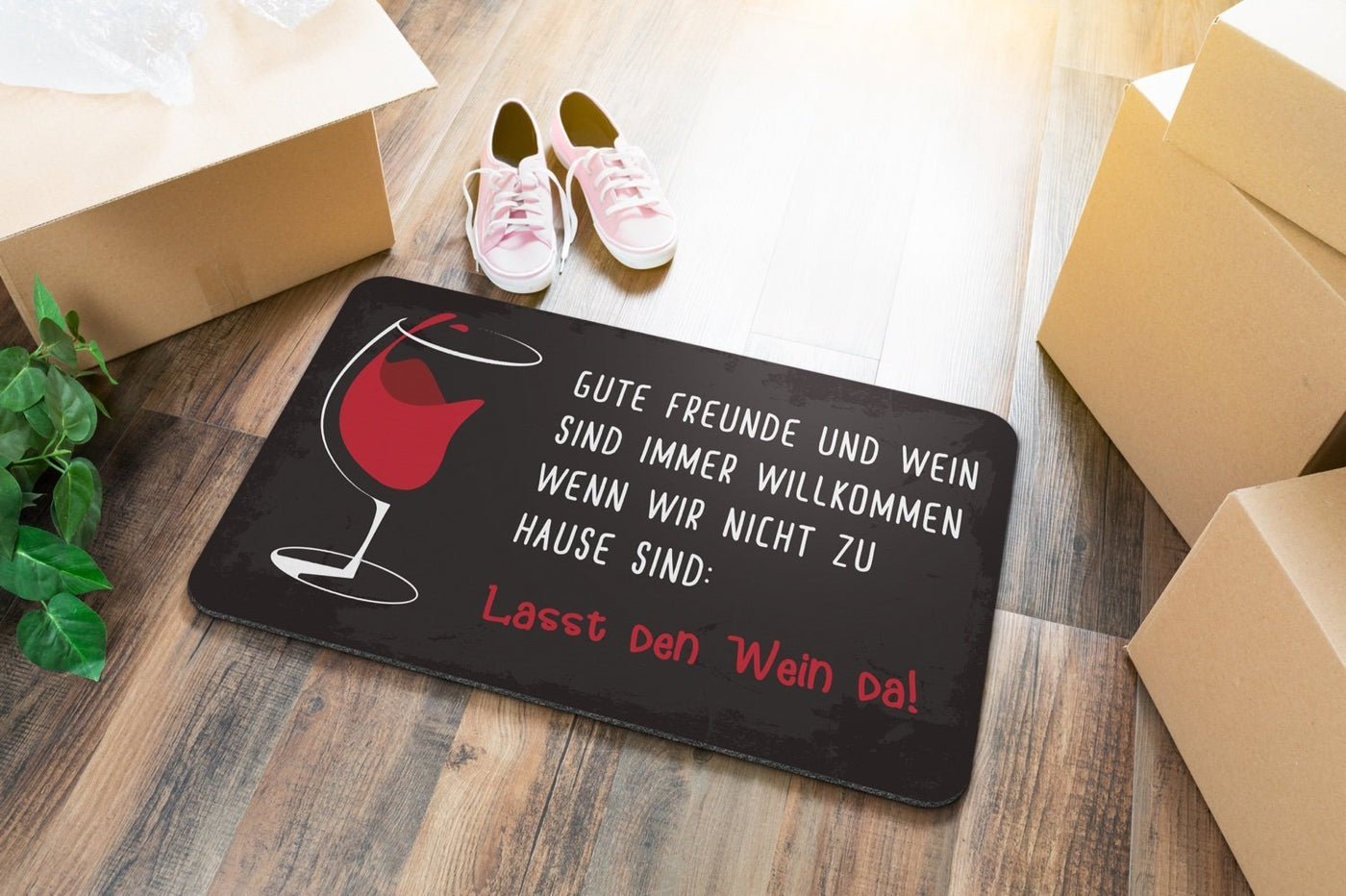 Bild: Fußmatte Gute Freunde und Wein sind Immer Willkommen Geschenkidee