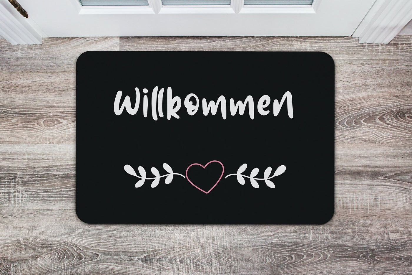 Bild: Fußmatte - Willkommen mit Herz im Mistelzweig Geschenkidee