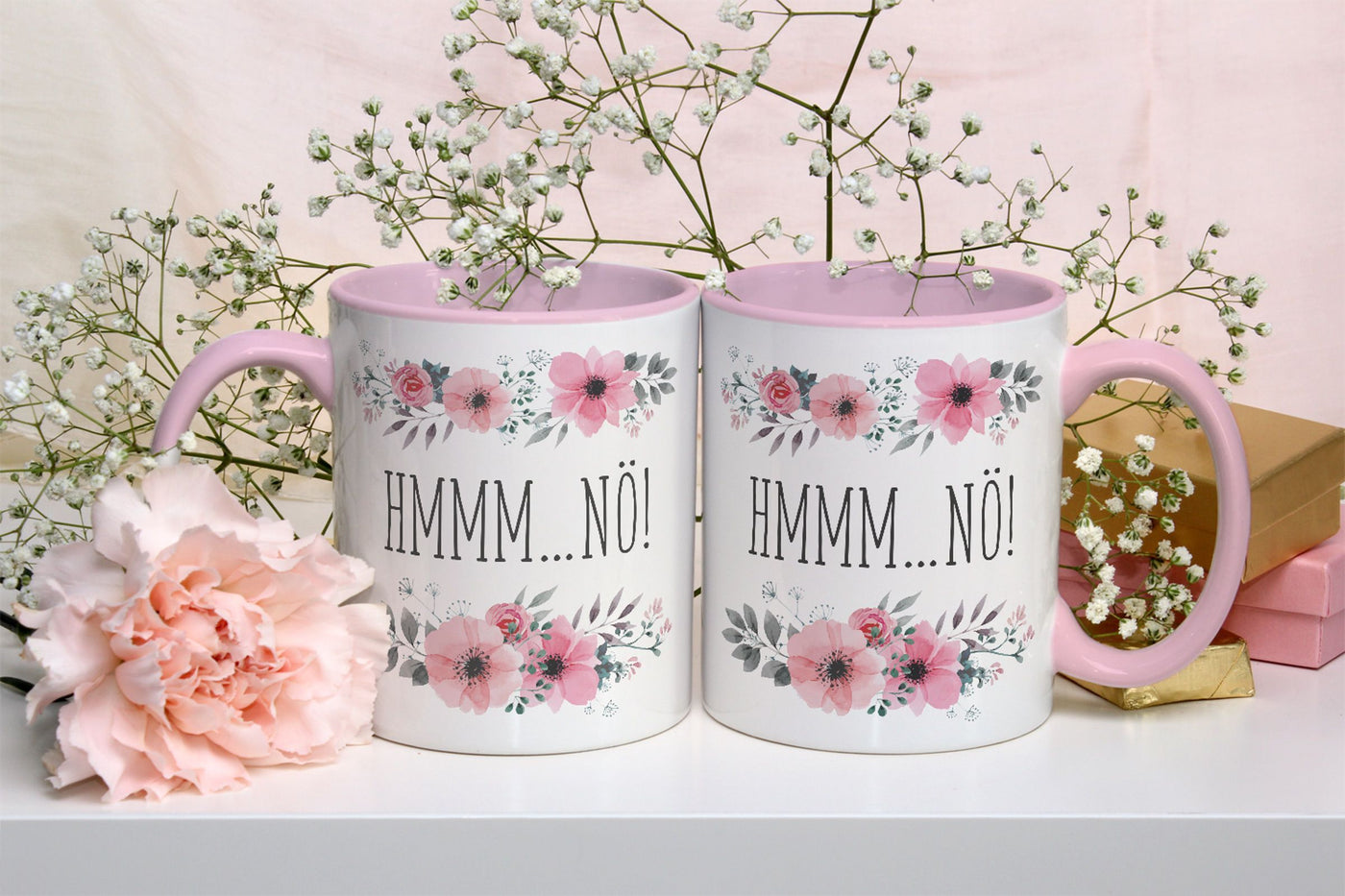 Bild: Tasse - Hmmm Nö - blumig Geschenkidee