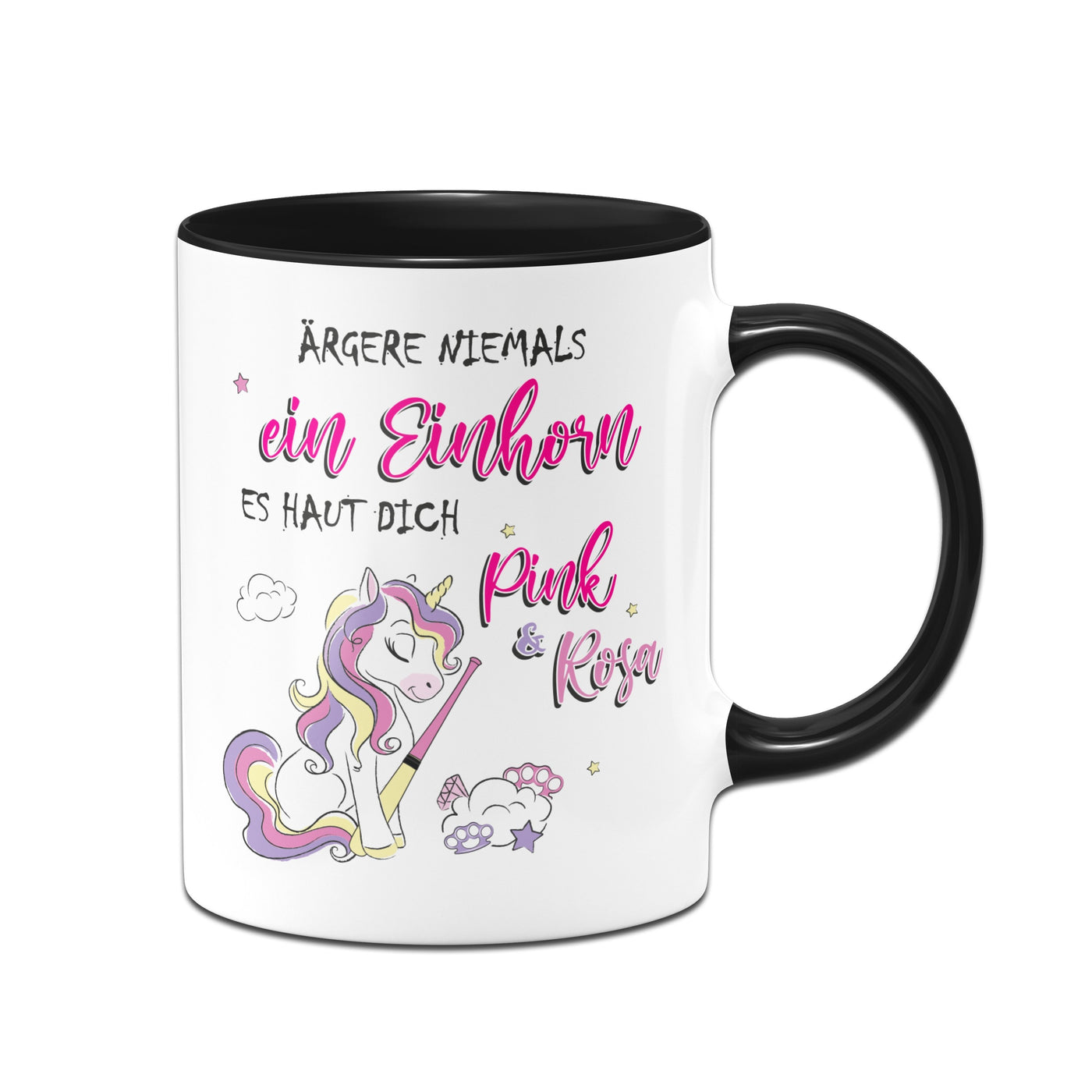 Bild: Tasse - Ärgere niemals ein Einhorn. Es haut dich pink und rosa. Geschenkidee