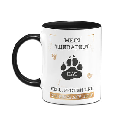 Bild: Hunde Tasse - Mein Therapeut hat Fell, Pfoten und ein Herz aus Gold. Geschenkidee