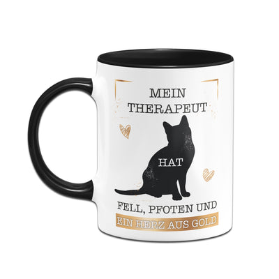 Bild: Tasse - Mein Therapeut hat Fell, Pfoten und ein Herz aus Gold. (Katze) Geschenkidee