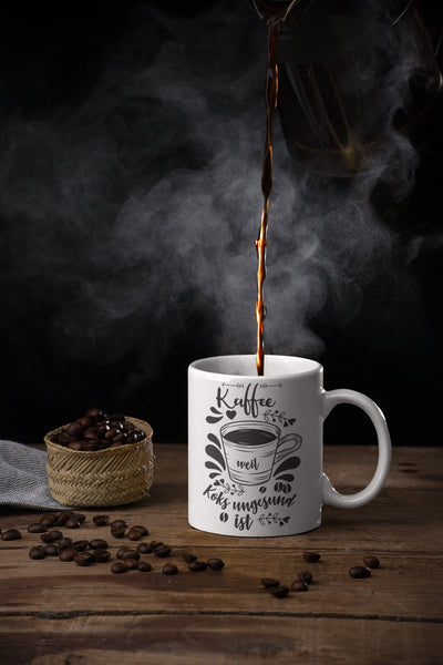 Bild: Tasse - Kaffee weil Koks ungesund ist Geschenkidee