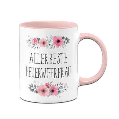 Bild: Tasse - Allerbeste Feuerwehrfrau - blumig Geschenkidee
