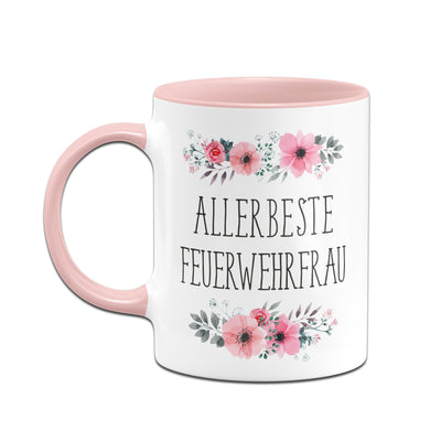Bild: Tasse - Allerbeste Feuerwehrfrau - blumig Geschenkidee