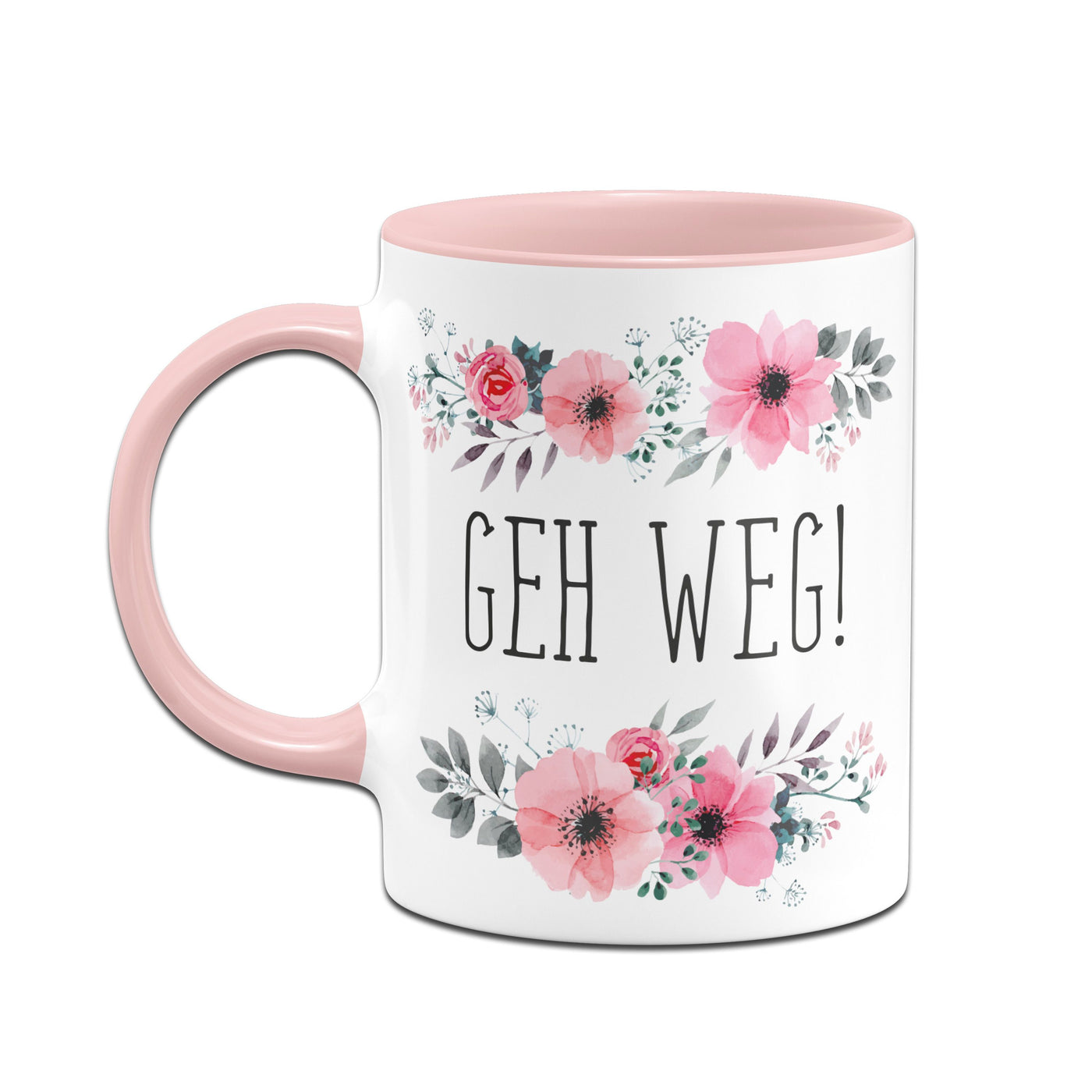 Bild: Tasse - Geh weg! - blumig Geschenkidee