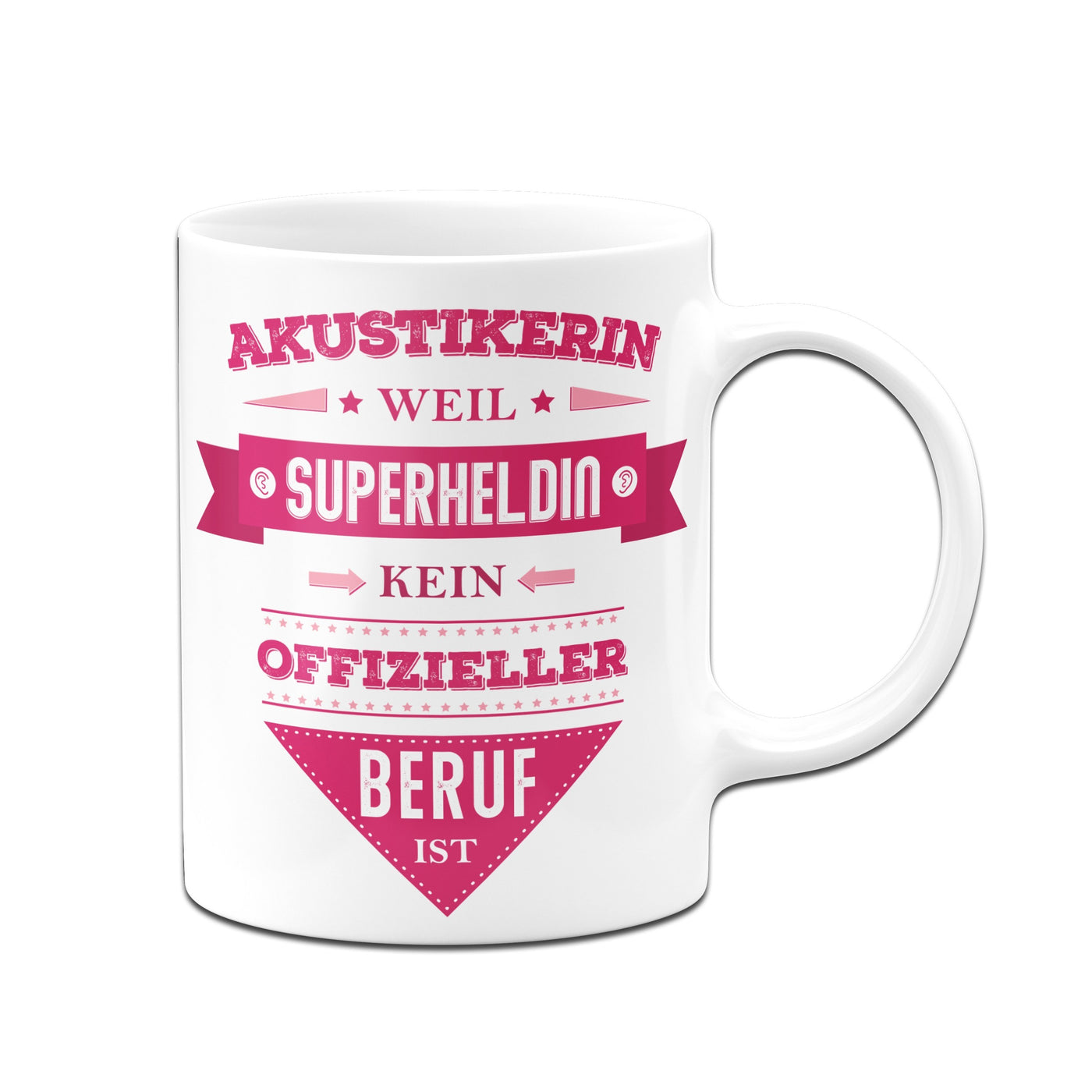 Bild: Tasse - Akustikerin, weil Superheldin kein offizieller Beruf ist. Geschenkidee