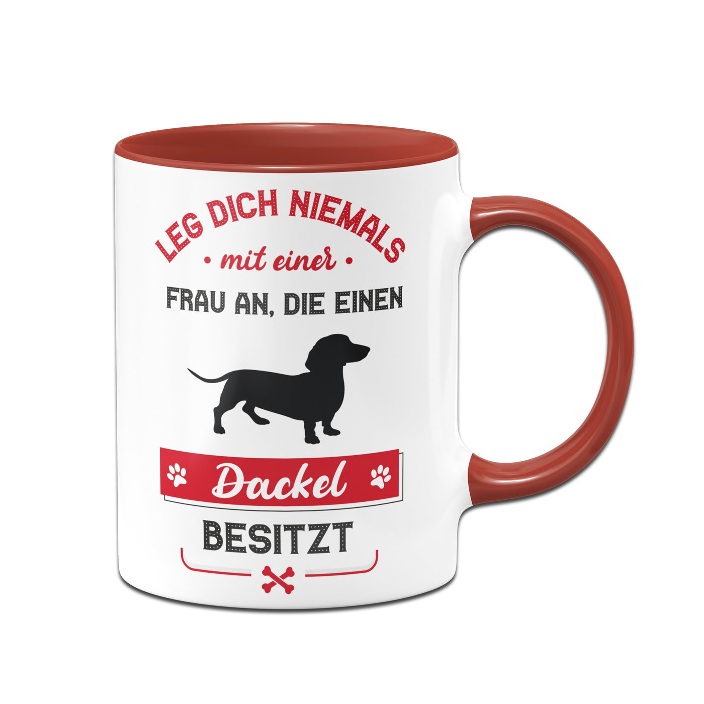 Bild: Tasse - Leg dich niemals mit einer Frau an, die einen Dackel besitzt Geschenkidee