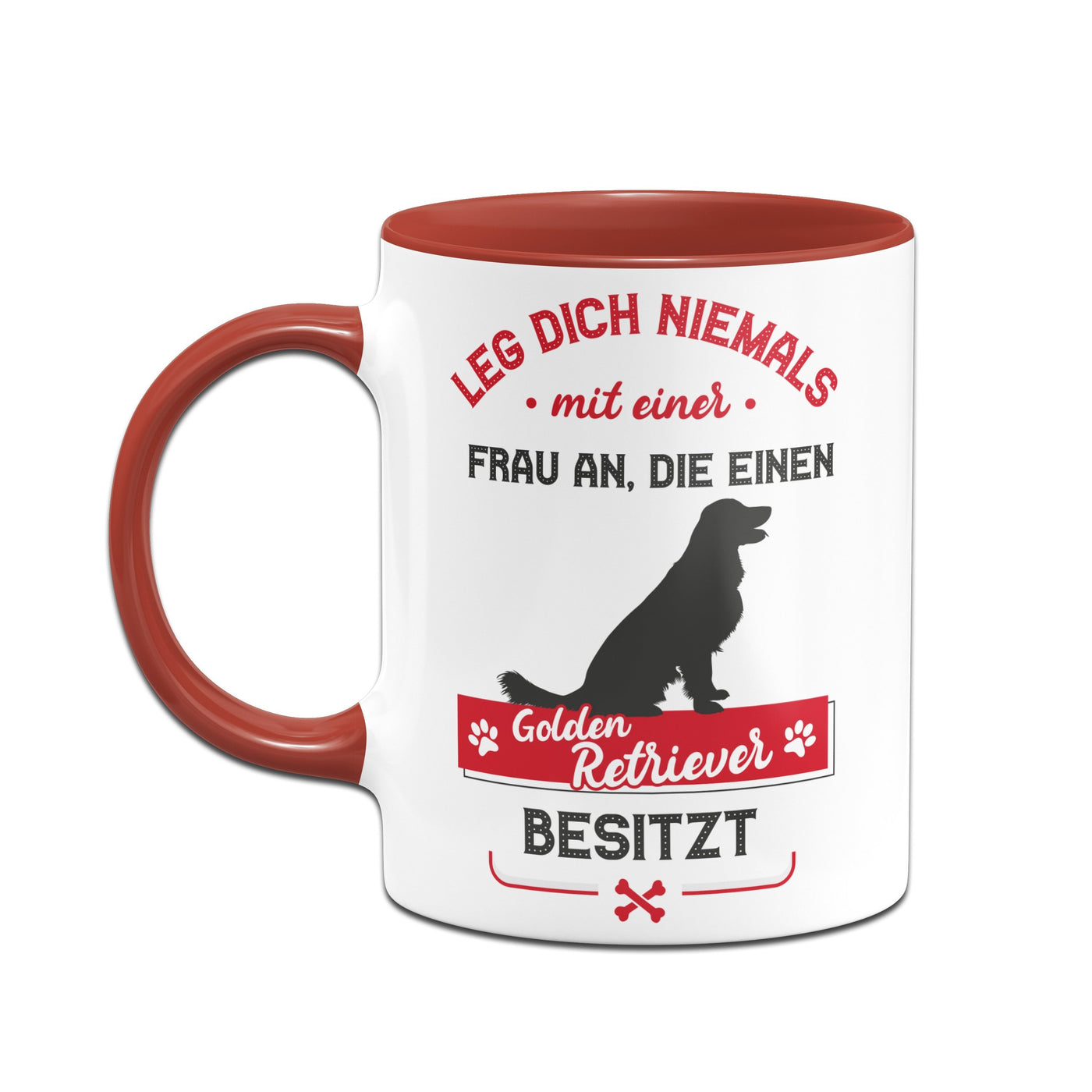 Bild: Tasse - Leg dich niemals mit einer Frau an, die einen Golden Retriever besitzt Geschenkidee