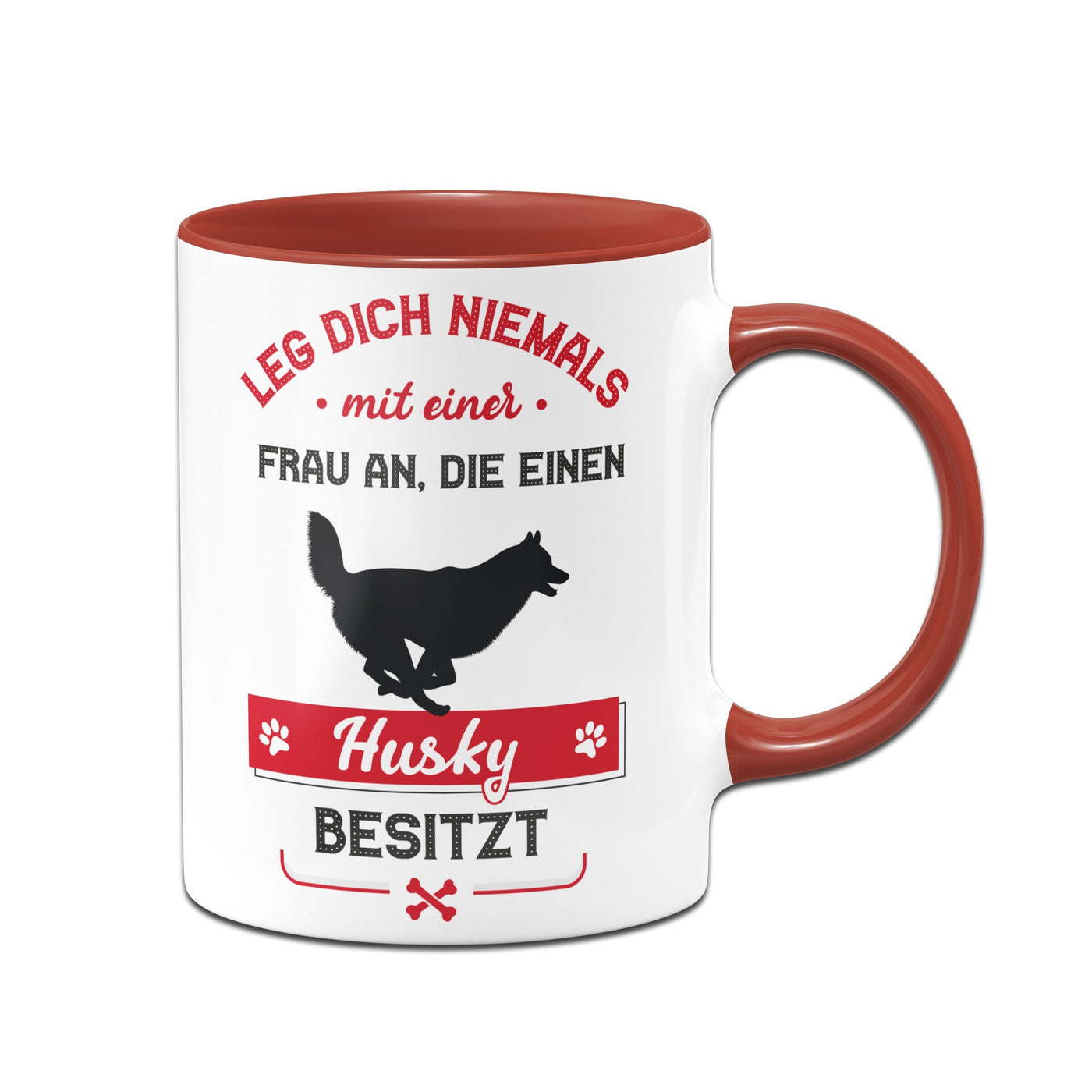 Bild: Tasse - Leg dich niemals mit einer Frau an, die einen Husky besitzt Geschenkidee