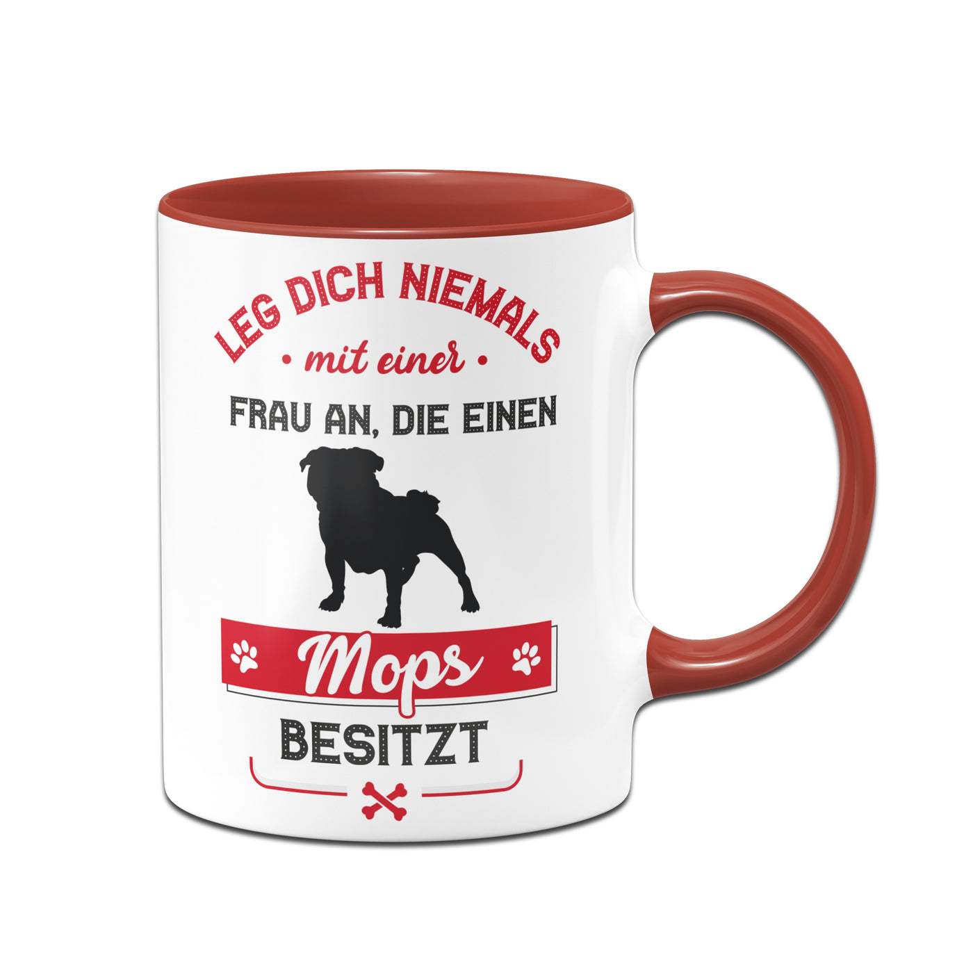 Bild: Tasse - Leg dich niemals mit einer Frau an, die einen Mops besitzt Geschenkidee