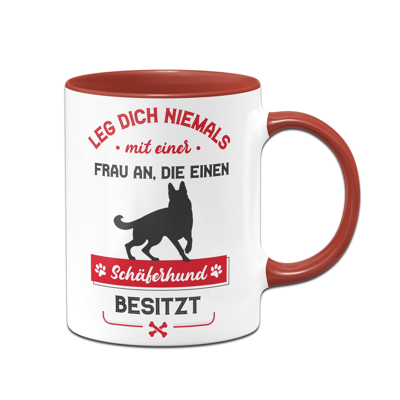 Bild: Tasse - Leg dich niemals mit einer Frau an, die einen Schäferhund besitzt Geschenkidee