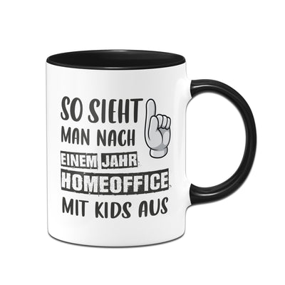 Bild: Tasse - So sieht man nach einem Jahr Homeoffice mit Kids aus. Geschenkidee