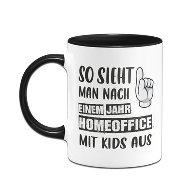 Bild: Tasse - So sieht man nach einem Jahr Homeoffice mit Kids aus. Geschenkidee