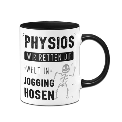 Bild: Tasse - Physios wir retten die Welt in Jogging-Hosen Geschenkidee