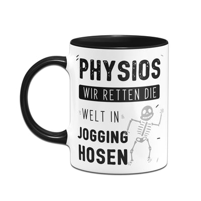 Bild: Tasse - Physios wir retten die Welt in Jogging-Hosen Geschenkidee