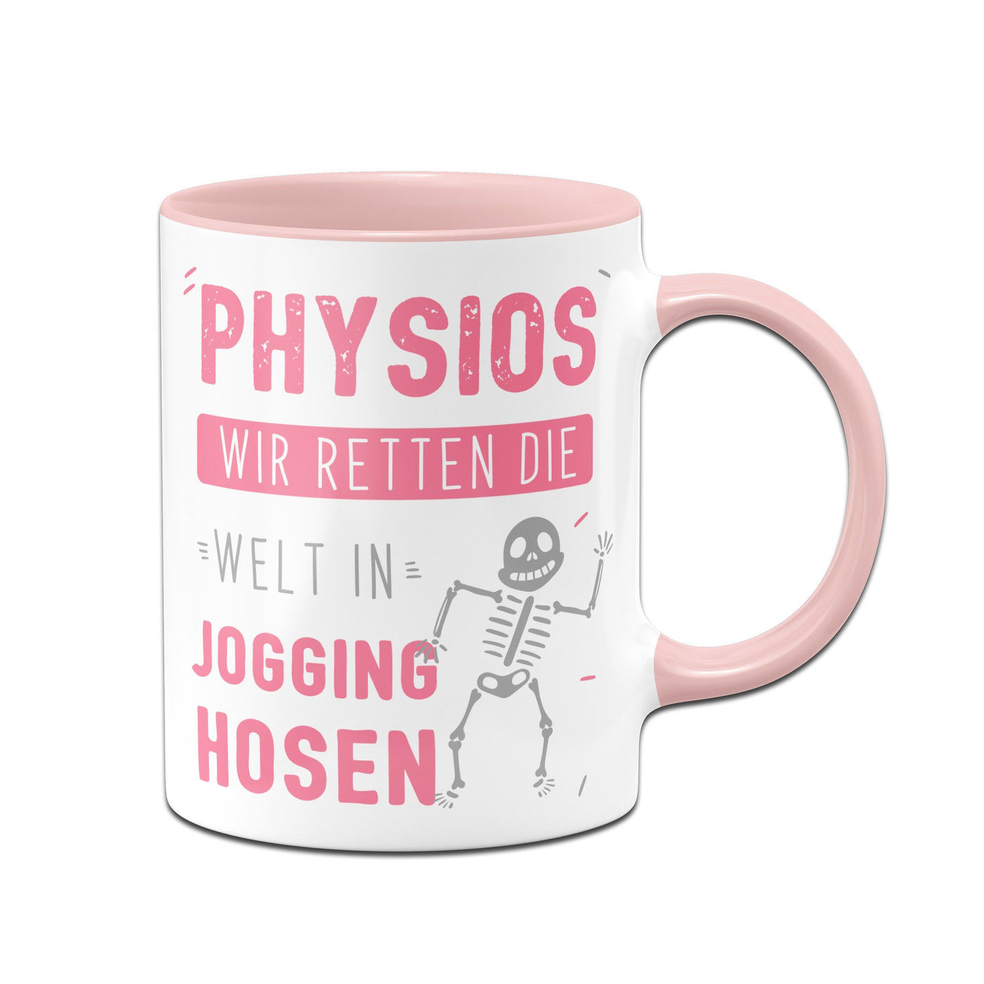 Bild: Tasse - Physios wir retten die Welt in Jogging-Hosen Geschenkidee