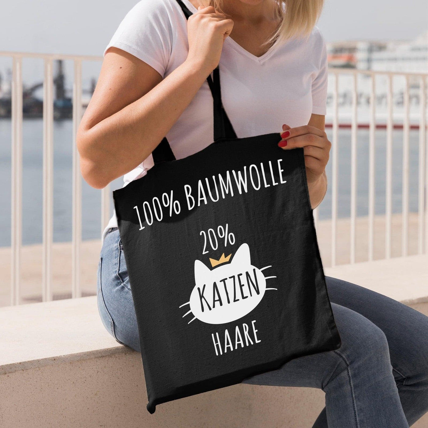 Bild: Baumwolltasche - 100% Baumwolle 20% Katzenhaare Geschenkidee