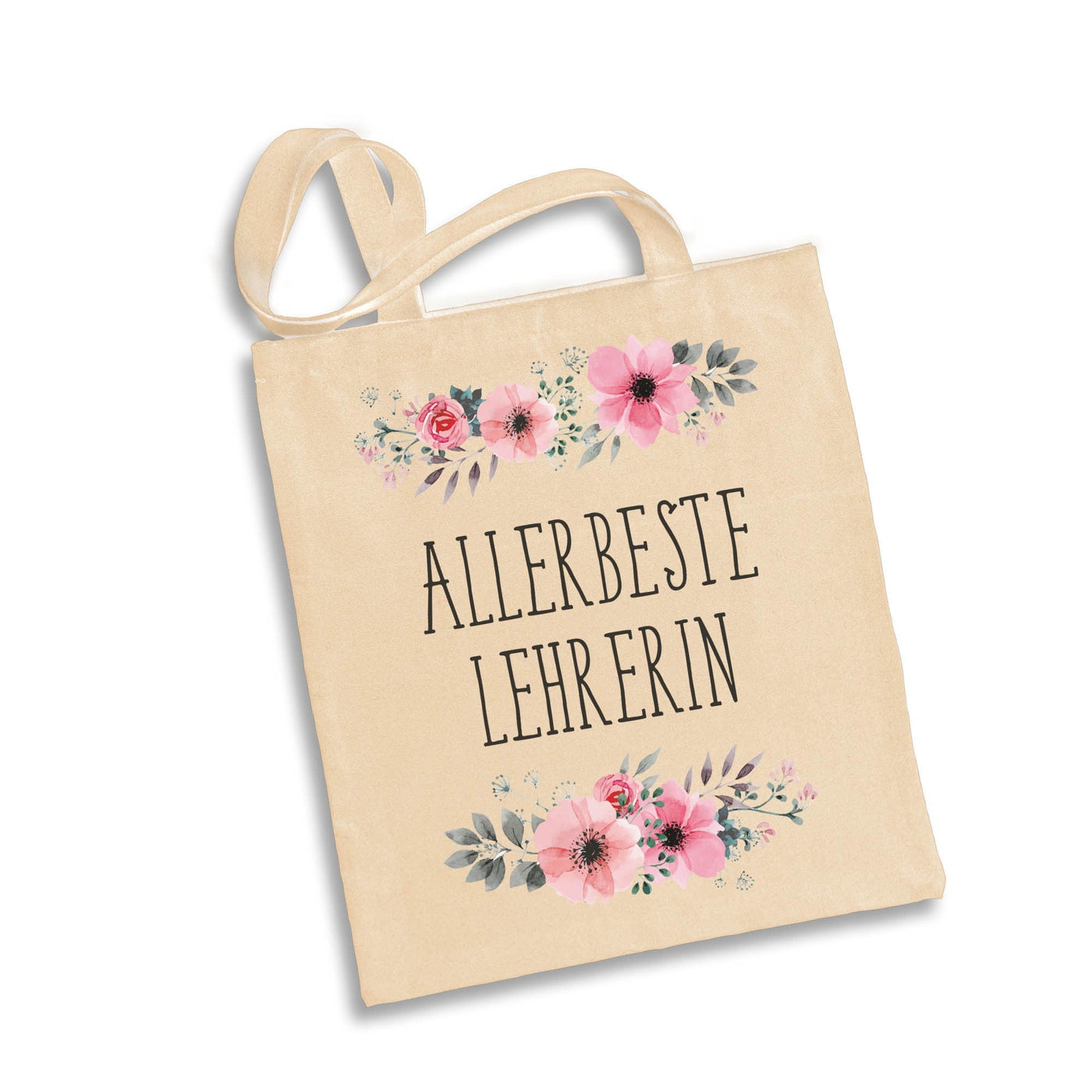 Bild: Baumwolltasche - Allerbeste Lehrerin - blumig Geschenkidee