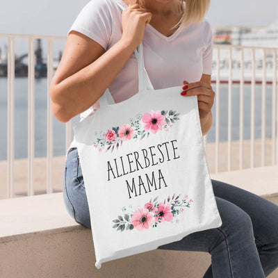 Bild: Baumwolltasche - Allerbeste Mama blumig Geschenkidee