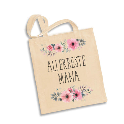 Bild: Baumwolltasche - Allerbeste Mama blumig Geschenkidee