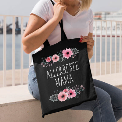 Bild: Baumwolltasche - Allerbeste Mama blumig Geschenkidee