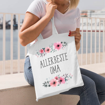 Bild: Baumwolltasche - Allerbeste Oma blumig Geschenkidee