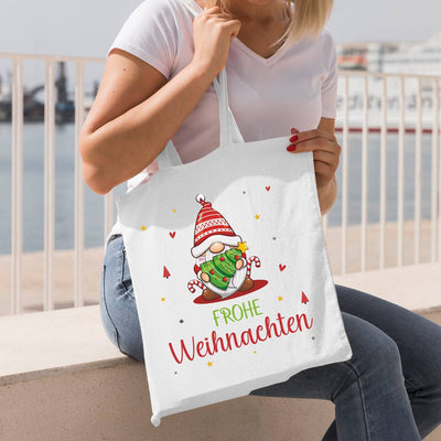 Bild: Baumwolltasche - Frohe Weihnachten (Wichtel) Geschenkidee