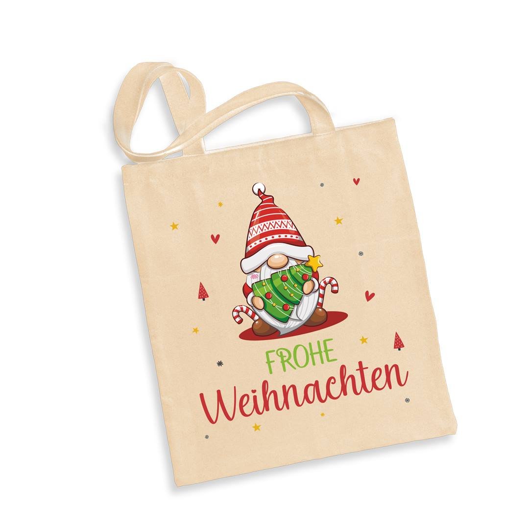 Bild: Baumwolltasche - Frohe Weihnachten (Wichtel) Geschenkidee